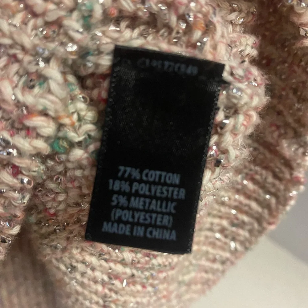 St. John Pink Confetti Knit Chunky Oversized Cardigan